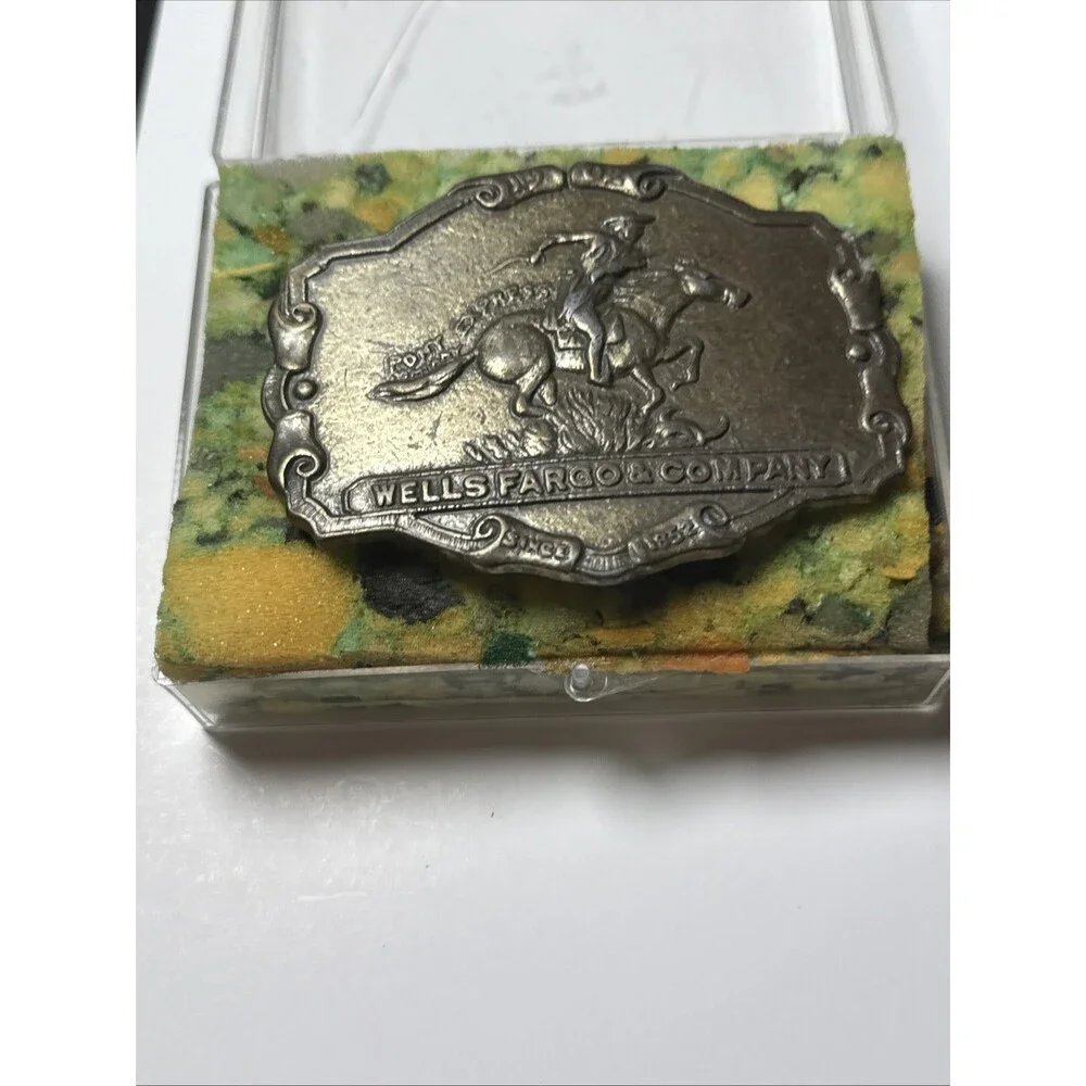 Wells Fargo Pony Express Western Cowboy United States Mail Vintage Belt Buckle